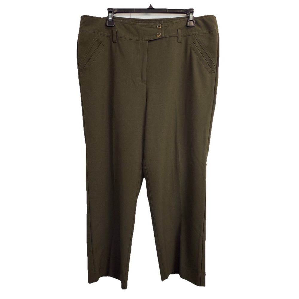 Kasper Sportswear Women's Size 16 Pants Wide Leg Olive Green Stretch